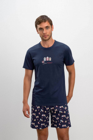 Vamp - Pohodlné dvoudílné pánské pyžamo 16327 - Vamp modré moře s