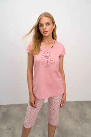 Vamp - Dvoudílné dámské pyžamo 16295 - Vamp růžová šedá s