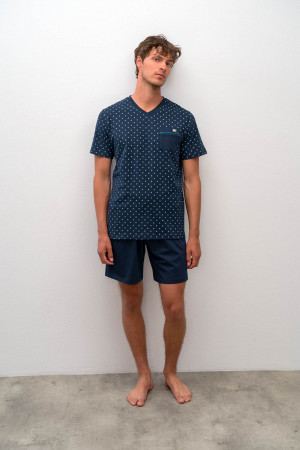 Vamp - Pohodlné dvoudílné pánské pyžamo 16652 - Vamp Oxfordská modrá m