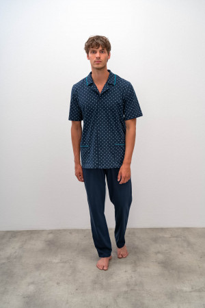 Vamp - Pohodlné dvoudílné pánské pyžamo 16654 - Vamp Oxfordská modrá m