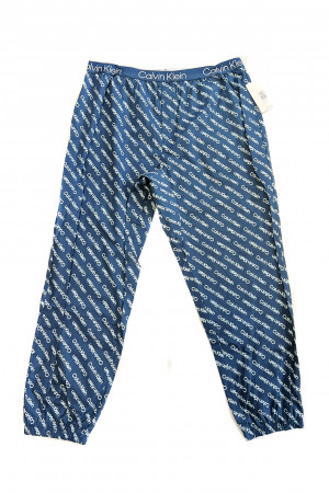 Pánské kalhoty na spaní NM2182E 1MO modré - Calvin Klein L modrá s potiskem