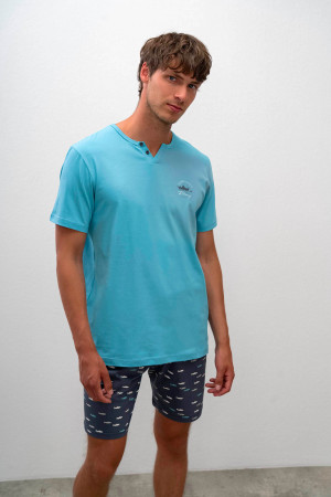 Pánské krátké pyžamo 16641 - Vamp M modrá
