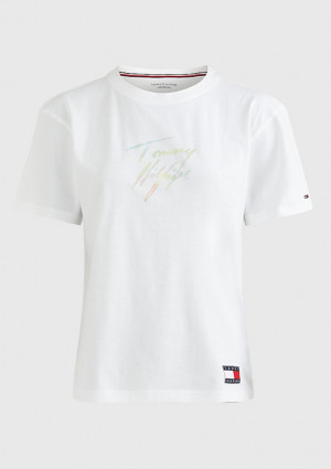 Dámské tričko Tommy Hilfiger UW0UW03945 L Bílá