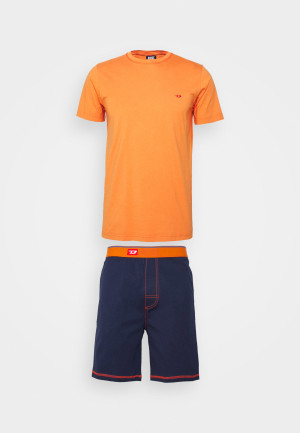 Pánské pyžamo  A03893 0WCAX E5864 oranžová/tm.modré - Diesel M oranžová - modrá
