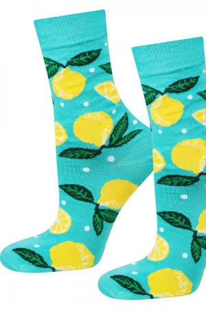 Dámské ponožky SOXO GOOD STUFF - Citróny zelená a žlutá 35-40