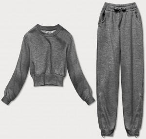 Tmavě šedý dámský dres - mikina a kalhoty (8C78-5) šedá S (36)