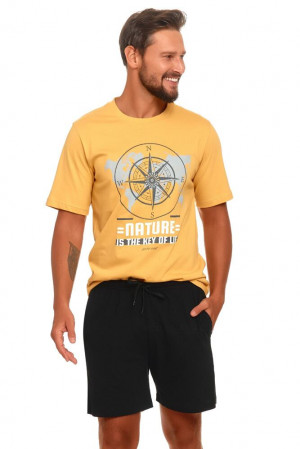 Pánské pyžamo Charles žluté s kompasem žlutá