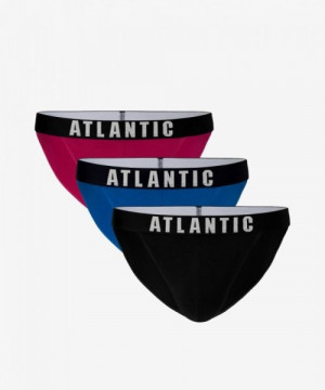 Atlantic 3MP-124 růžové/modré/tmavě modré Pánské slipy 3 ks XXL vícebarevná