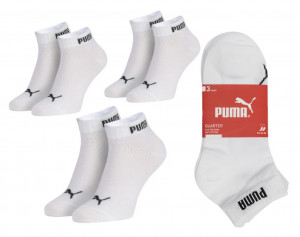 Puma 3Pack Ponožky Basic Quarter White