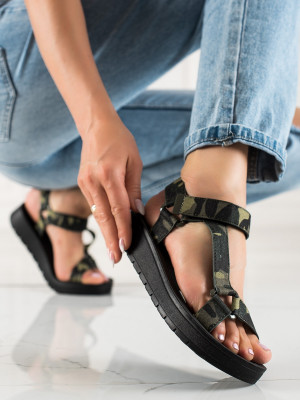 Zajímavé  sandály zelené dámské bez podpatku