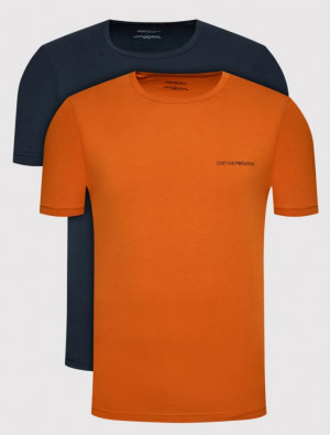 Pánské triko - 111267 2R717 03563 - oranžová/tm.modrá - Emporio Armani M oranžová - modrá