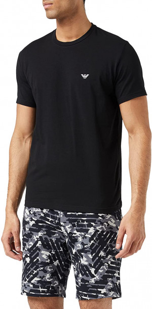 Pánské pyžamo krátké - 111573 2R509 12321- černá- Emporio Armani XL černá - barvy MIX