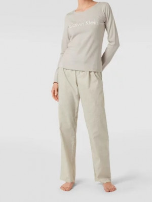 Dámské pyžamo QS6350E 1T6 - béžová - Calvin Klein S béžová
