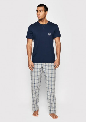 Pánské pyžamo Henderson 39733-59X L Tm. modrá