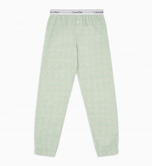 Dámské pyžamové kalhoty QS5934E-FPV zelená - Calvin Klein L zelená