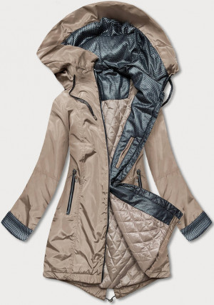 Béžová dámská bunda s ozdobnými manžetami (BR8079-46) béžová