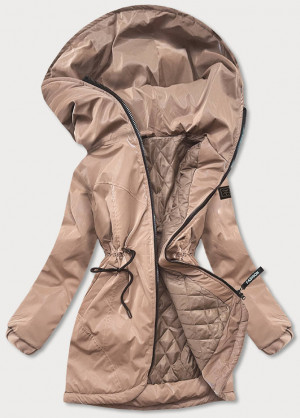 Béžová dámská bunda s kapucí (B8105-46) béžová S (36)