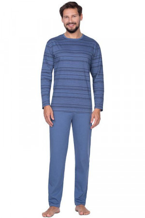 Pánské pyžamo Matyáš modré s pruhy modrá