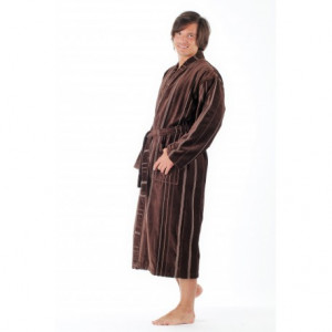 TERAMO pánské bavlněné kimono čokoládově hnědá M dlouhý župan kimono hnědá 8859