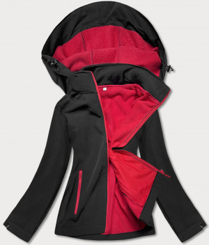 Černo-červená dámská bunda s polarem (HH017-1-5) černá L (40)
