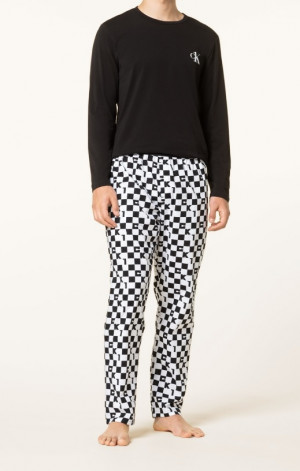 Pánské pyžamo NM2019E 6OE černá/bílá - Calvin Klein černá-bílá