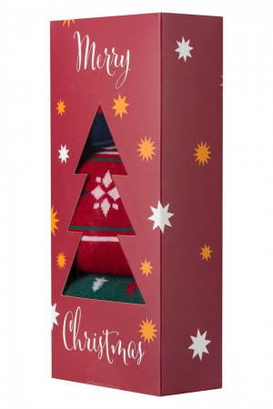 Ponožky SOXO - ozdobná krabička, vánoční stromeček  MULTIKOLOR 40-45