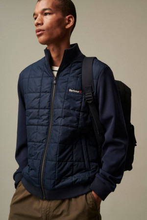 Barbour Prošívaný svetr Barbour Box Quilted Jacketed Sweat - Classic Navy