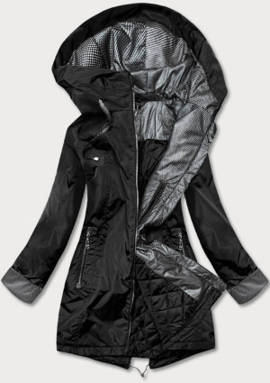 Černá dámská bunda s ozdobnými manžetami (BR8079-1) černá