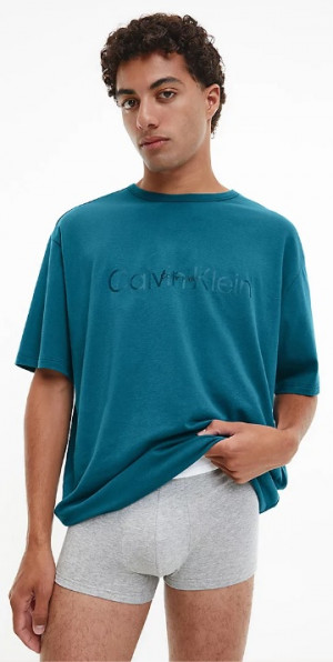 Pánské tričko NM2355E CGQ petrolej - Calvin Klein petrolejová