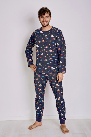 Pánské pyžamo 2840 Mikolaj - Taro tmavě modrá - vzor