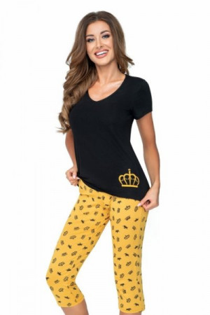 Donna Princessa 3/4 Dámské pyžamo XXL černo-žlutá