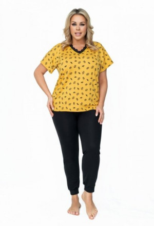 Donna Queen Dámské pyžamo Size Plus 5XL žluto-černá