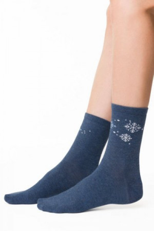 Steven 099 873 sněhová vločka Dámské ponožky 35/37 tmavě modrá