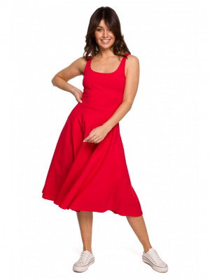 B218 Přiléhavé šaty bez rukávů - červené EU