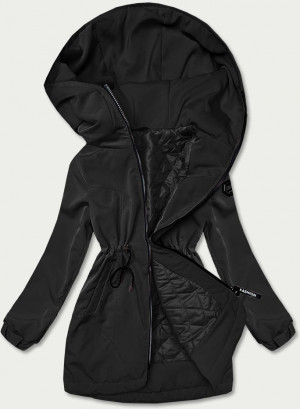 Černá dámská bunda parka s kapucí (B8121-1) černá S (36)