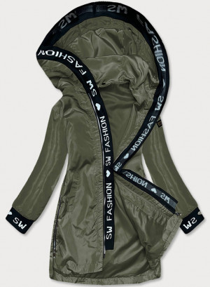 Tenká dámská bunda v khaki barvě s ozdobnou lemovkou (B8145-11) khaki S (36)