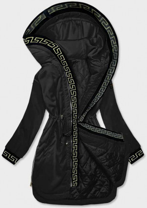 Černá dámská bunda s ozdobnou lemovkou (B8139-1) černá S (36)