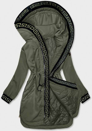Dámská bunda v khaki barvě s ozdobnou lemovkou (B8139-11) khaki S (36)