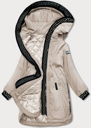 Tmavě béžová dámská bunda s kapucí (B8100-12) Béžová