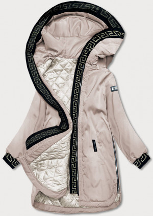 Světle béžová dámská bunda s kapucí (B8100-51) Béžová
