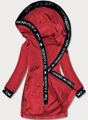 Tenká červená dámská bunda s ozdobnou lemovkou (B8145-4) Červená S (36)