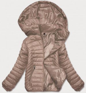 Prošívaná béžová dámská bunda s kapucí (B0124-46) Béžová S (36)