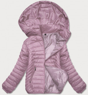 Růžová prošívaná dámská bunda s kapucí (B0124-51) Růžová S (36)