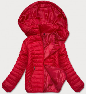 Červená prošívaná dámská bunda s kapucí (B0124-4) Červená S (36)