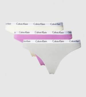 Dámské tanga 3pcs QD3587E CFU  Vícebarevná - Calvin Klein Mix barev
