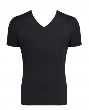 Pánské tričko GO V-Neck Slim Fit - BLACK - černá 0004 - SLOGGI BLACK