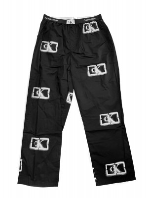 Pánské kalhoty na spaní NM2390E B88 černá s potiskem - Calvin Klein černá s potiskem