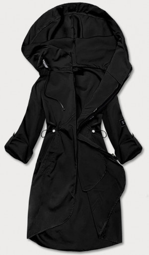Tenký černý dámský přehoz přes oblečení s kapucí (B8118-1) černá XS (34)