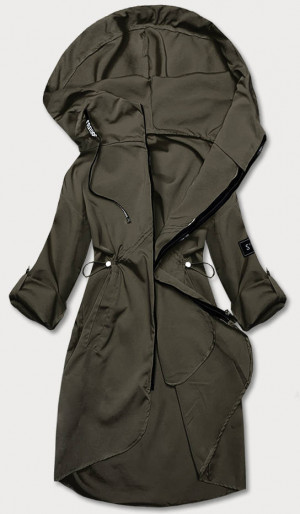 Tenký dámský přehoz přes oblečení v khaki barvě s kapucí (B8118-11) khaki XS (34)