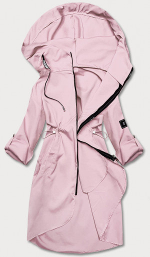 Tenký dámský přehoz přes oblečení ve špinavě růžové barvě s kapucí (B8118-81) Růžová XS (34)